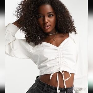 LEVIS Chic Ivory Cotton Ruched Blouse Size M